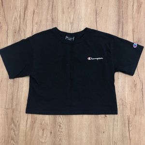 Black Champion Crop Tee